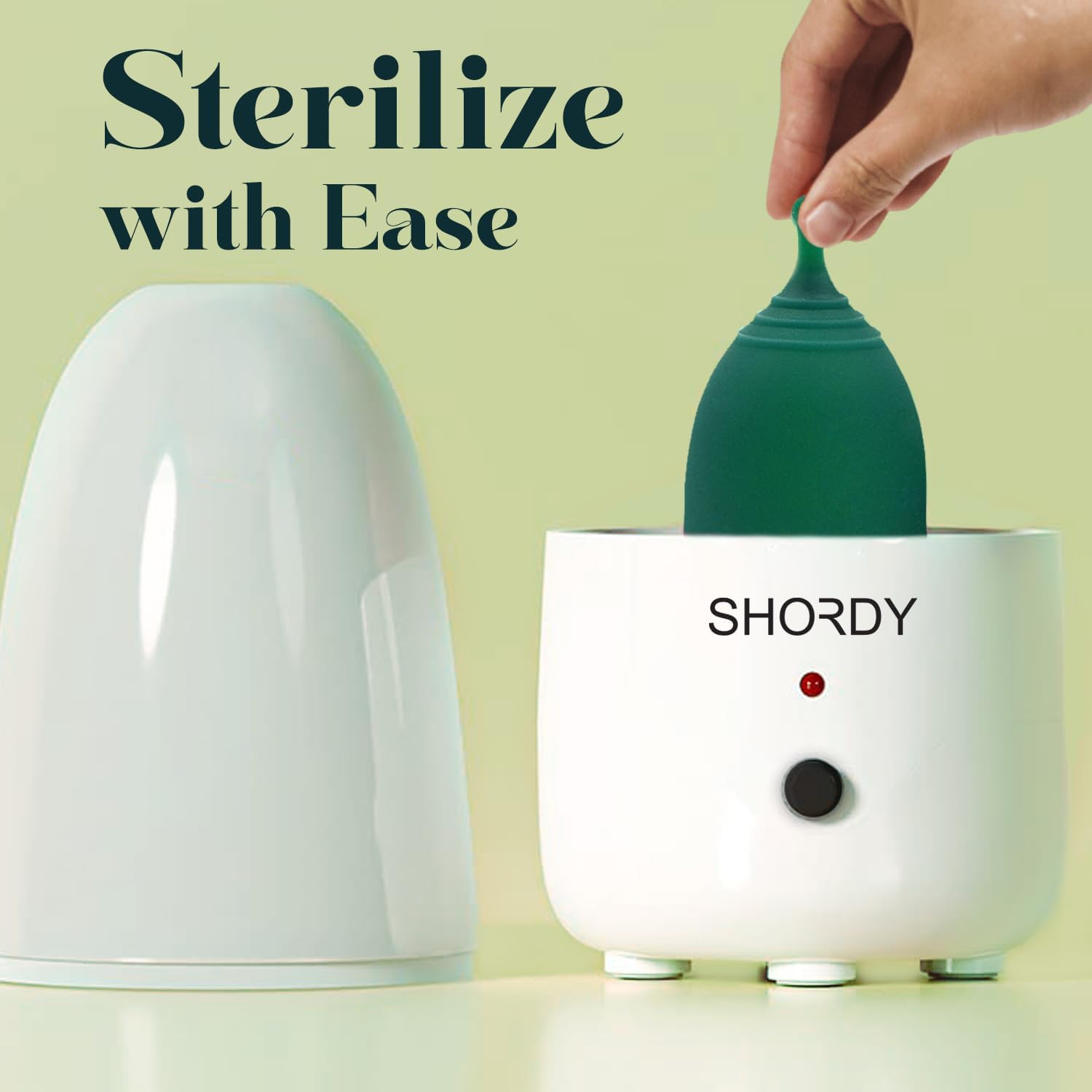 SHORDY esterilizador eléctrico en uso liberando vapor, limpieza rápida