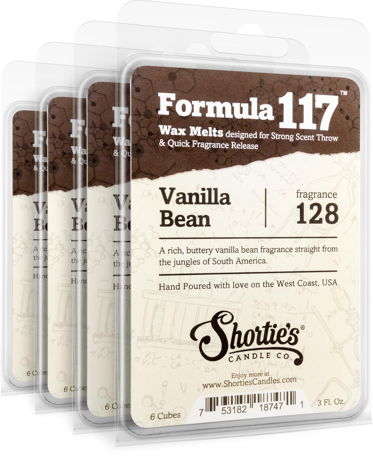Shortie's Candle Company vista frontal del pack muestra presentación y aroma