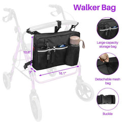 Shouken bolso en uso con rollator mostrando estabilidad y acceso