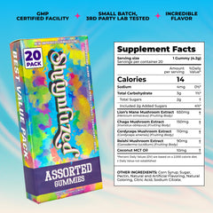 Shrumfuzed etiqueta con lista de ingredientes y pruebas de lote