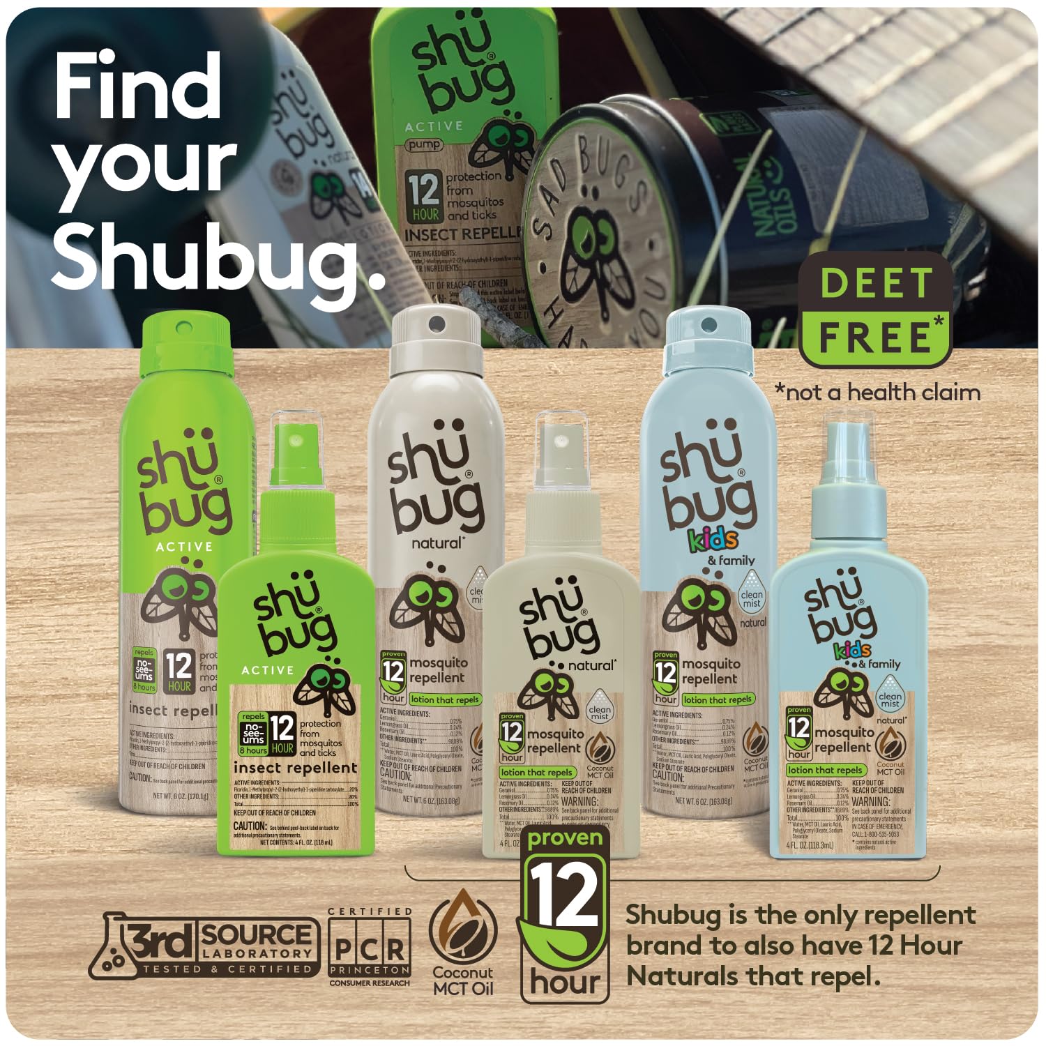 Familia usando Shubug Clean Mist en parque, protección cómoda y limpia