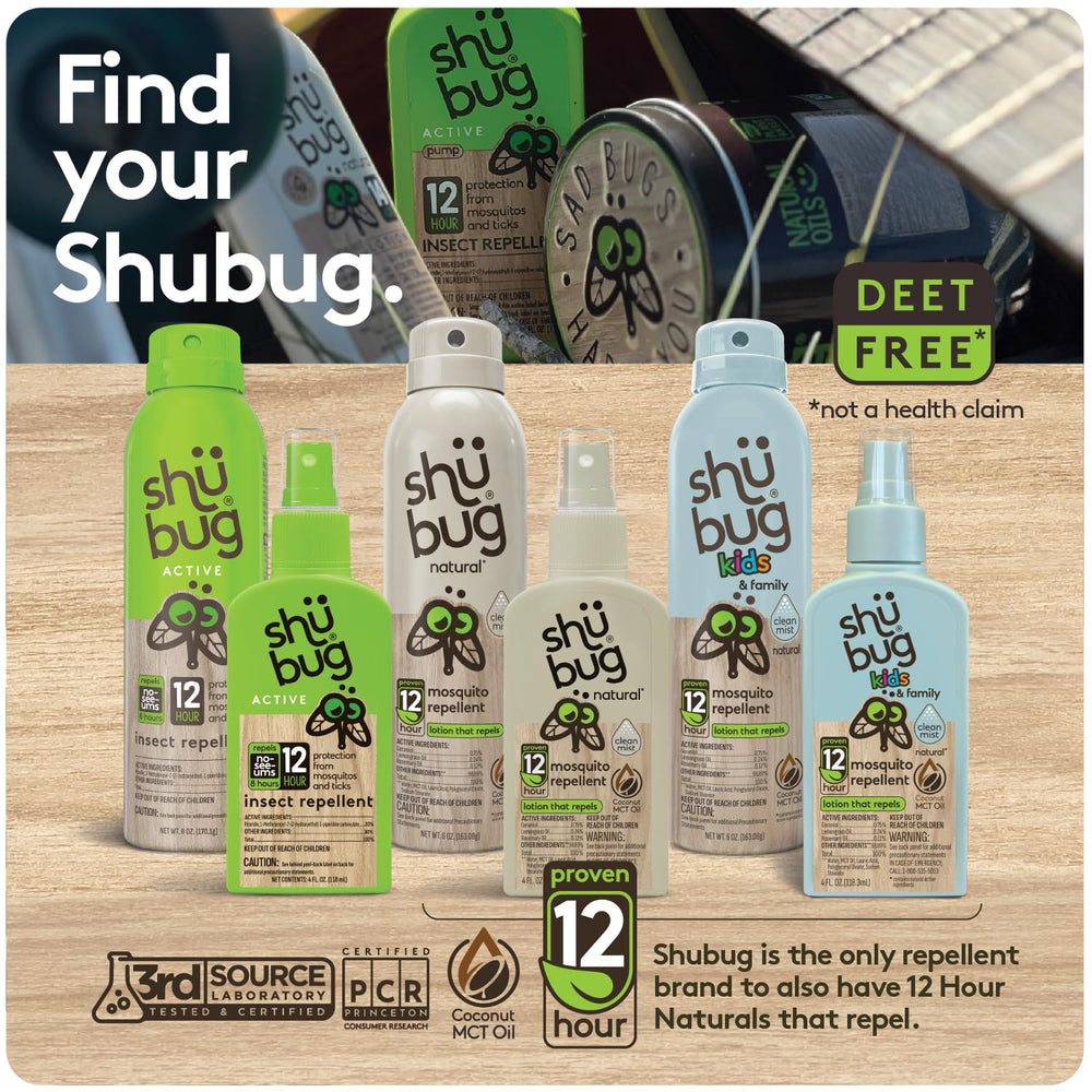 Familia usando Shubug Clean Mist en parque, protección cómoda y limpia
