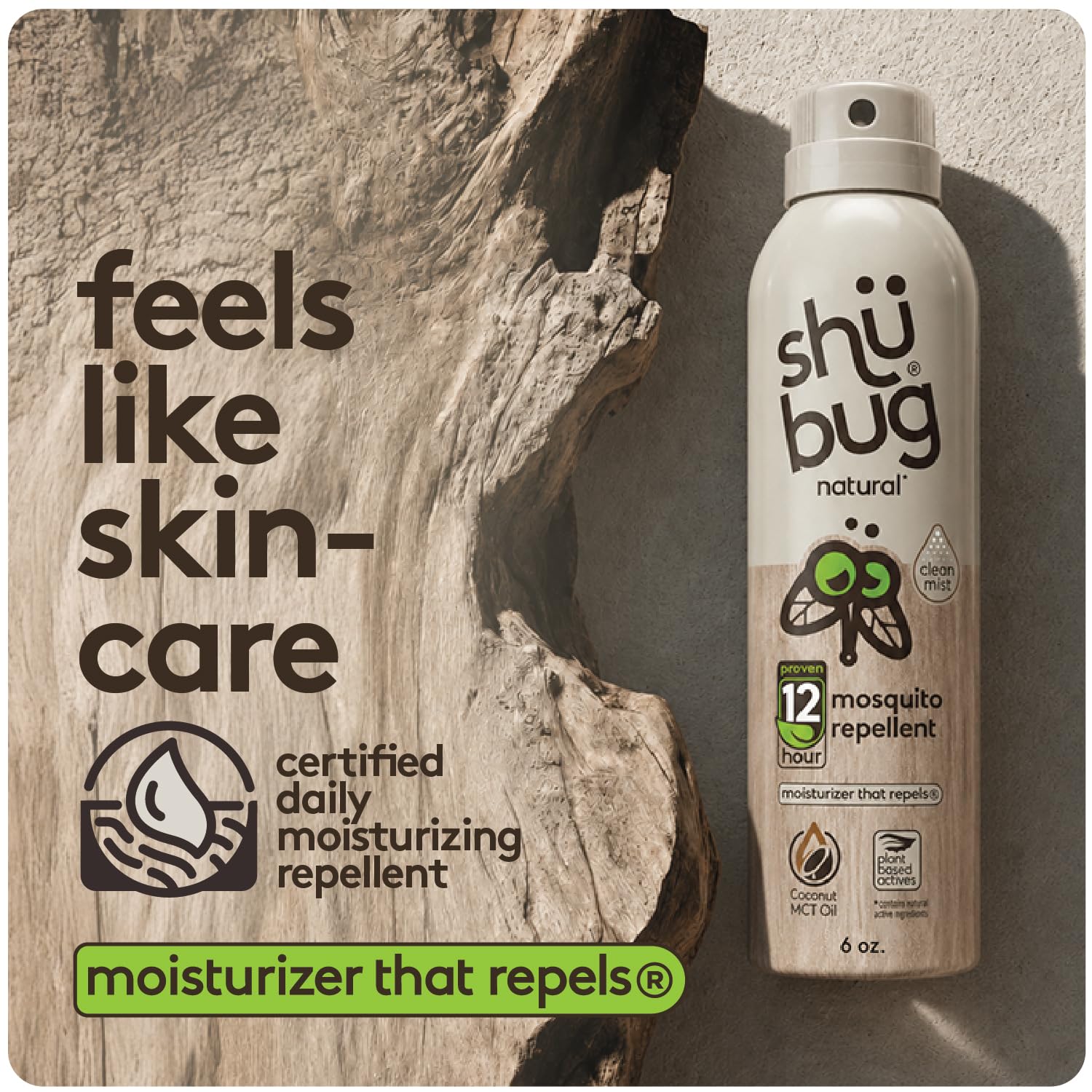 Botella Shubug Clean Mist en mano, fácil transporte y uso