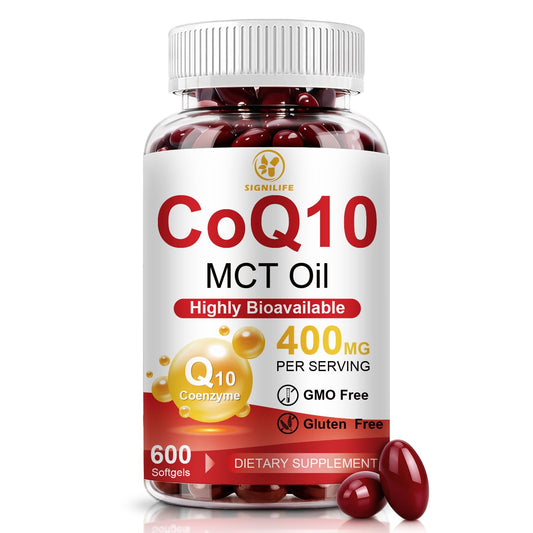 SIGNILIFE envase frontal de CoQ10 400 mg mostrando cantidad y diseño para confianza