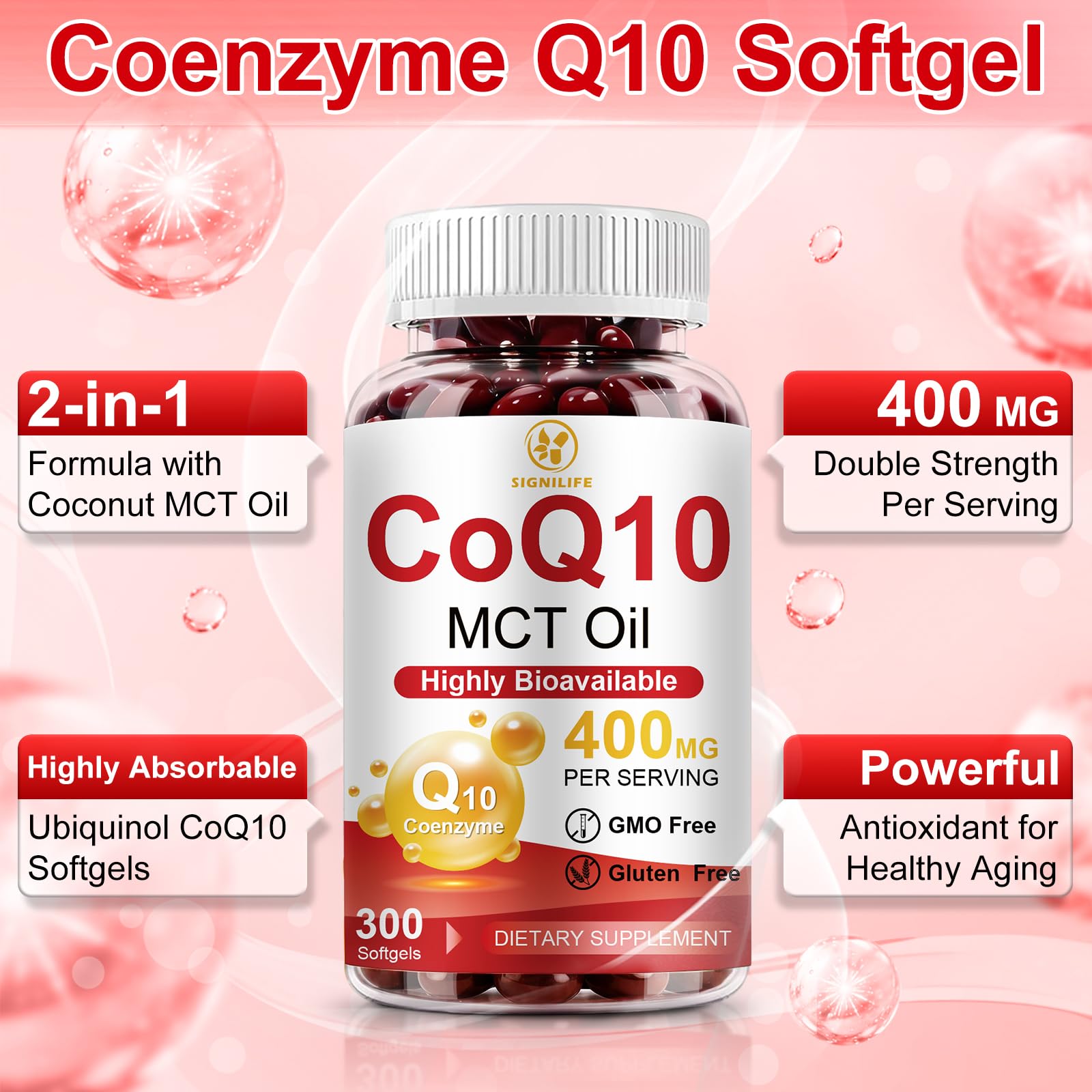 SIGNILIFE gotas de MCT Oil junto a softgel destacando mejor biodisponibilidad