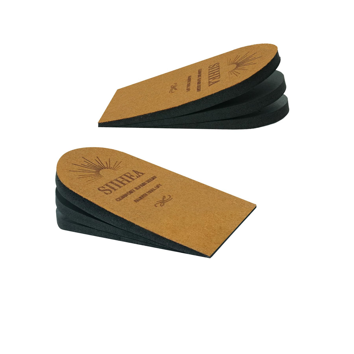SIIHEA vista frontal del elevador de tacón mostrando paquete y una pareja lista para usar