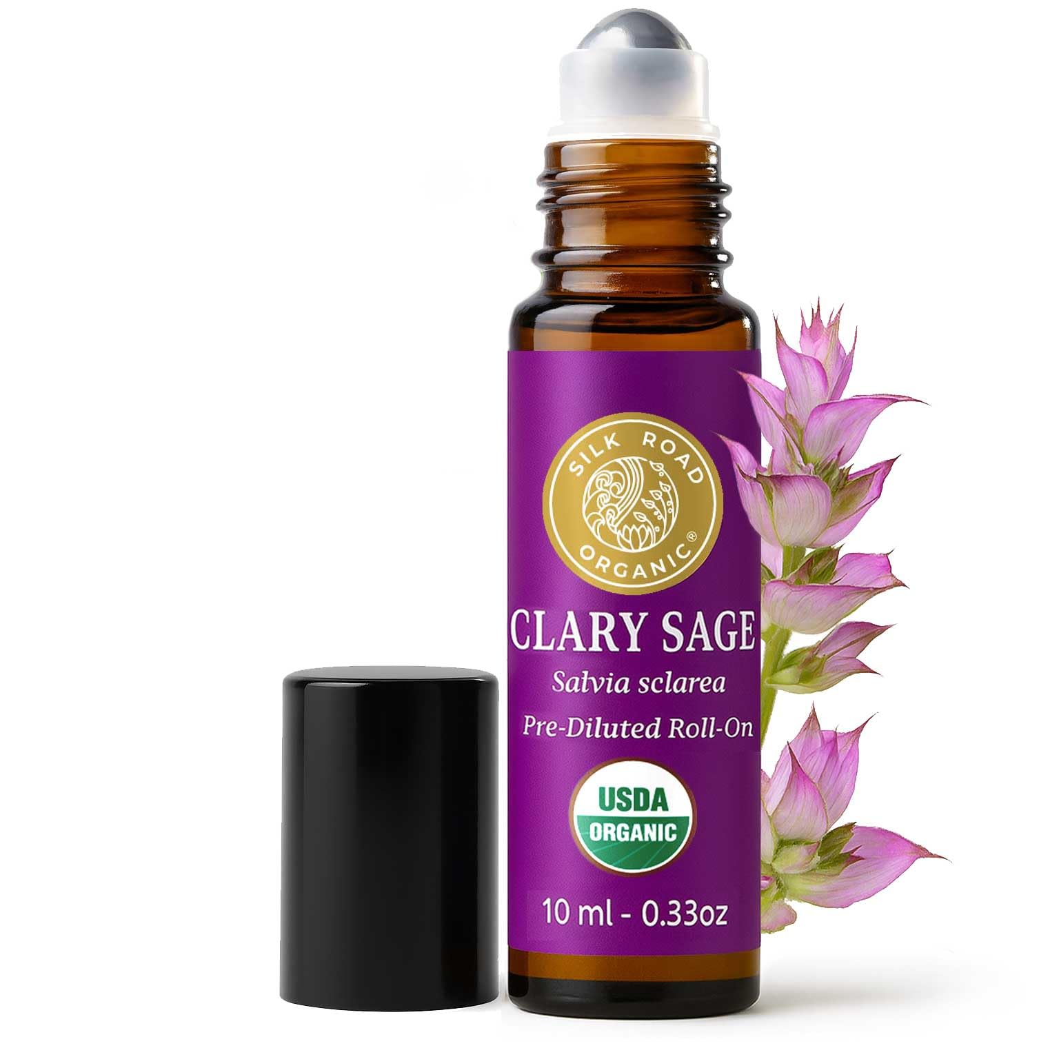 Silk Road Organic roll-on frontal mostrando envase compacto y etiqueta orgánica