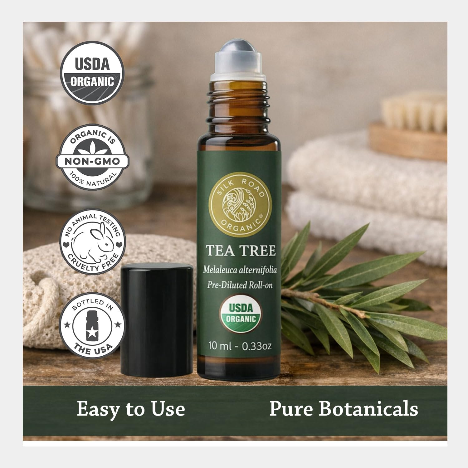 Silk Road Organic comparación de tamaño junto a llaves, ideal para viaje
