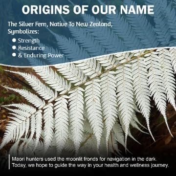 Silver Fern comparación de tamaño del frasco junto a una taza para escala