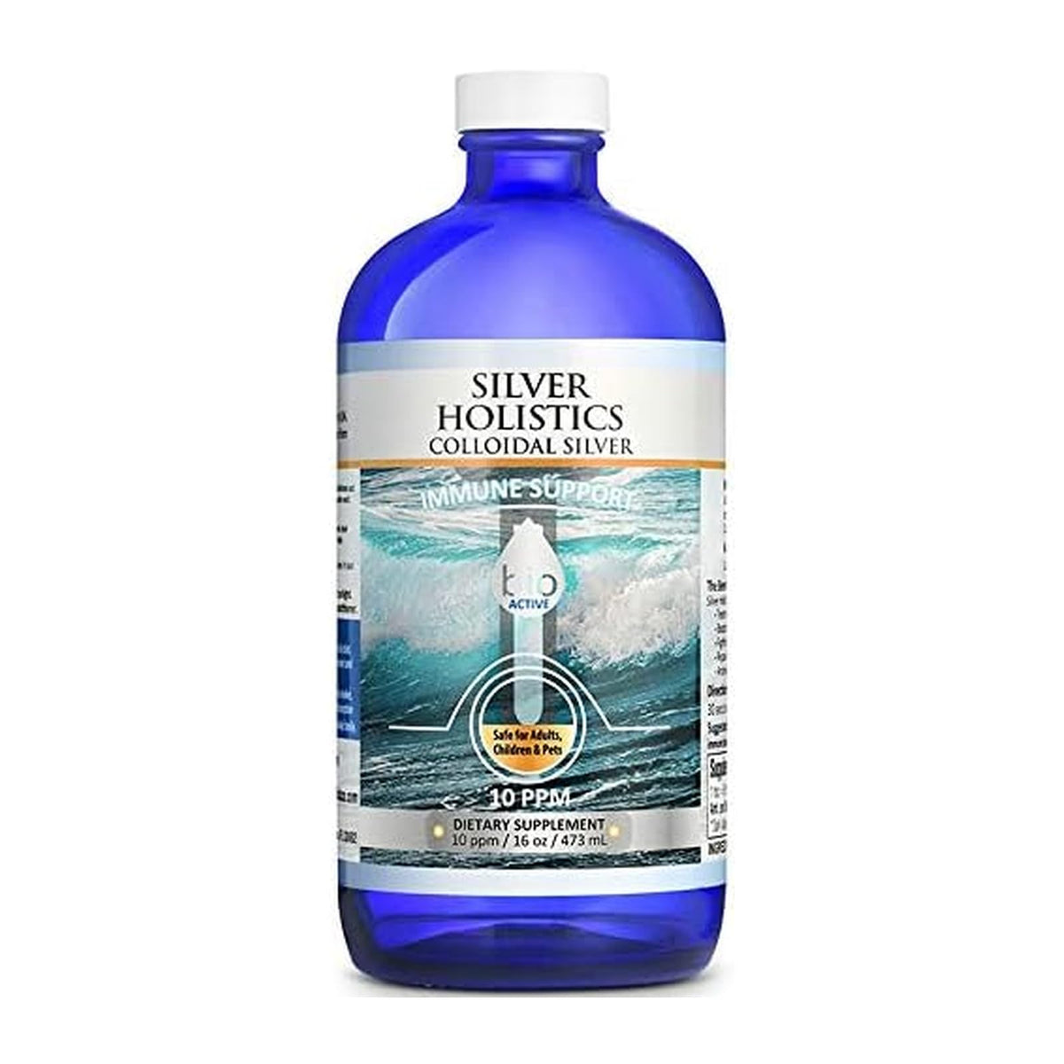 SILVER HOLISTICS botella frontal de 16 oz en vidrio, conservación segura