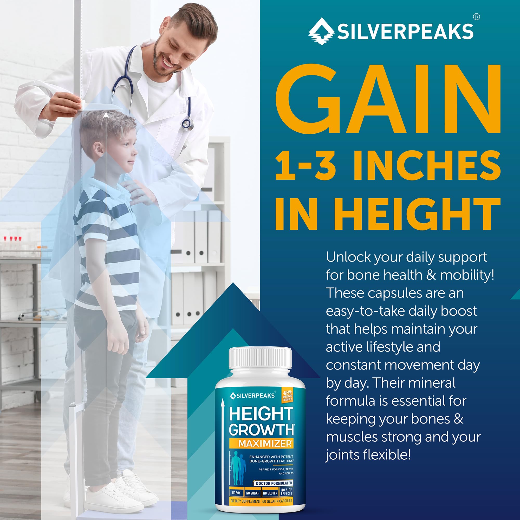 SILVERPEAKS cápsula al lado de una regla para escala realista