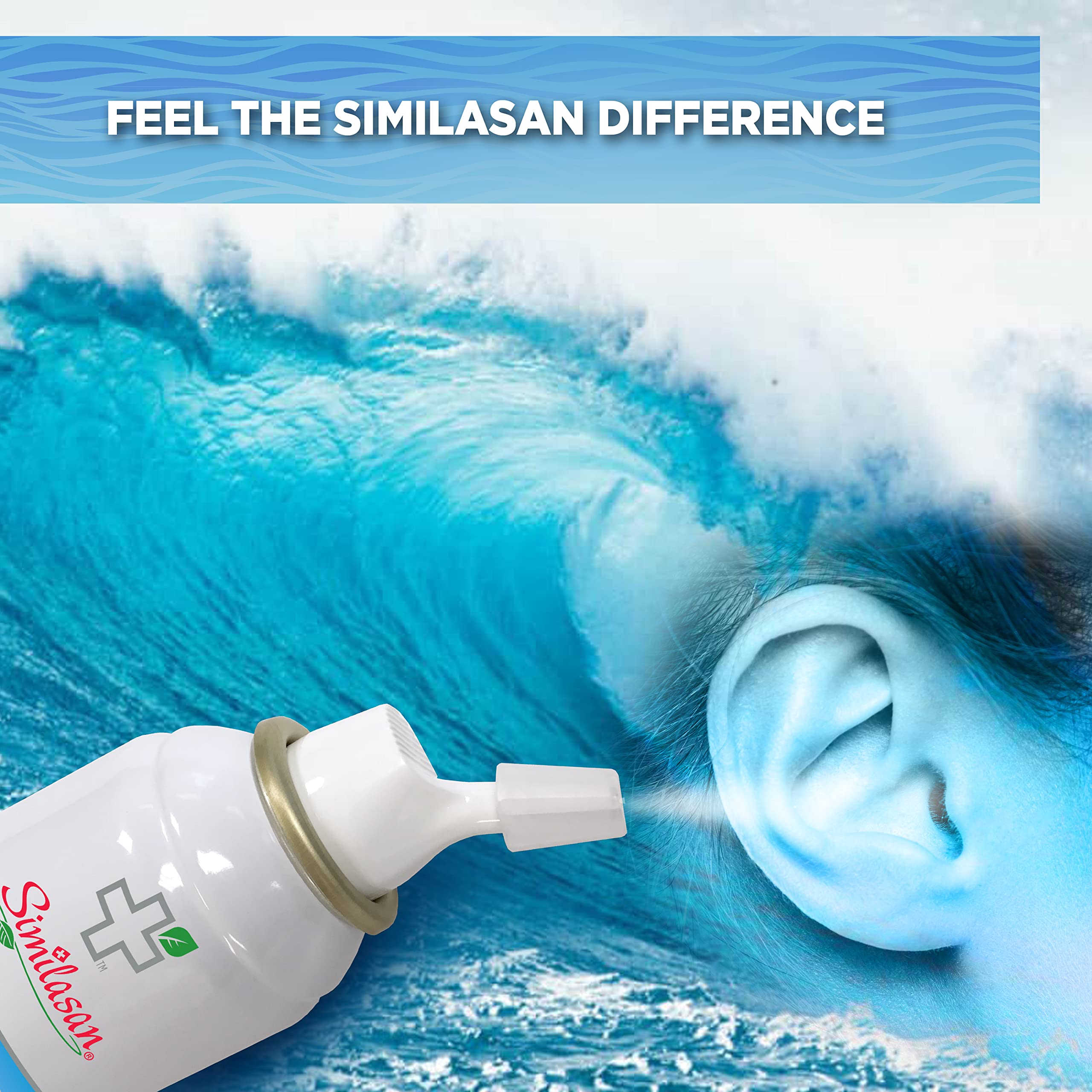 Similasan SeaRinse en uso por adulto para enjuague auricular seguro