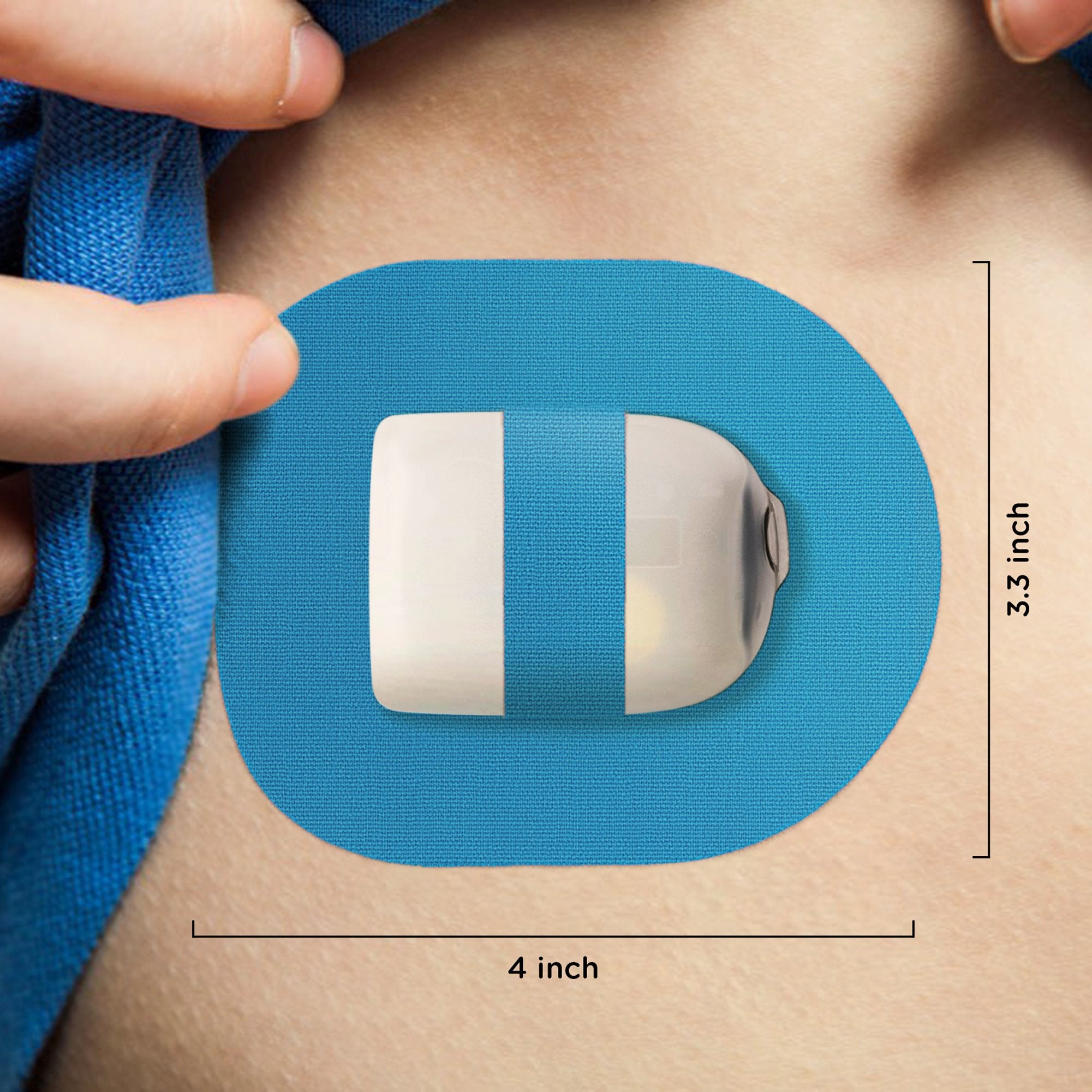 SIMPATCH parche colocado en brazo durante ejercicio, mantiene Omnipod fijo