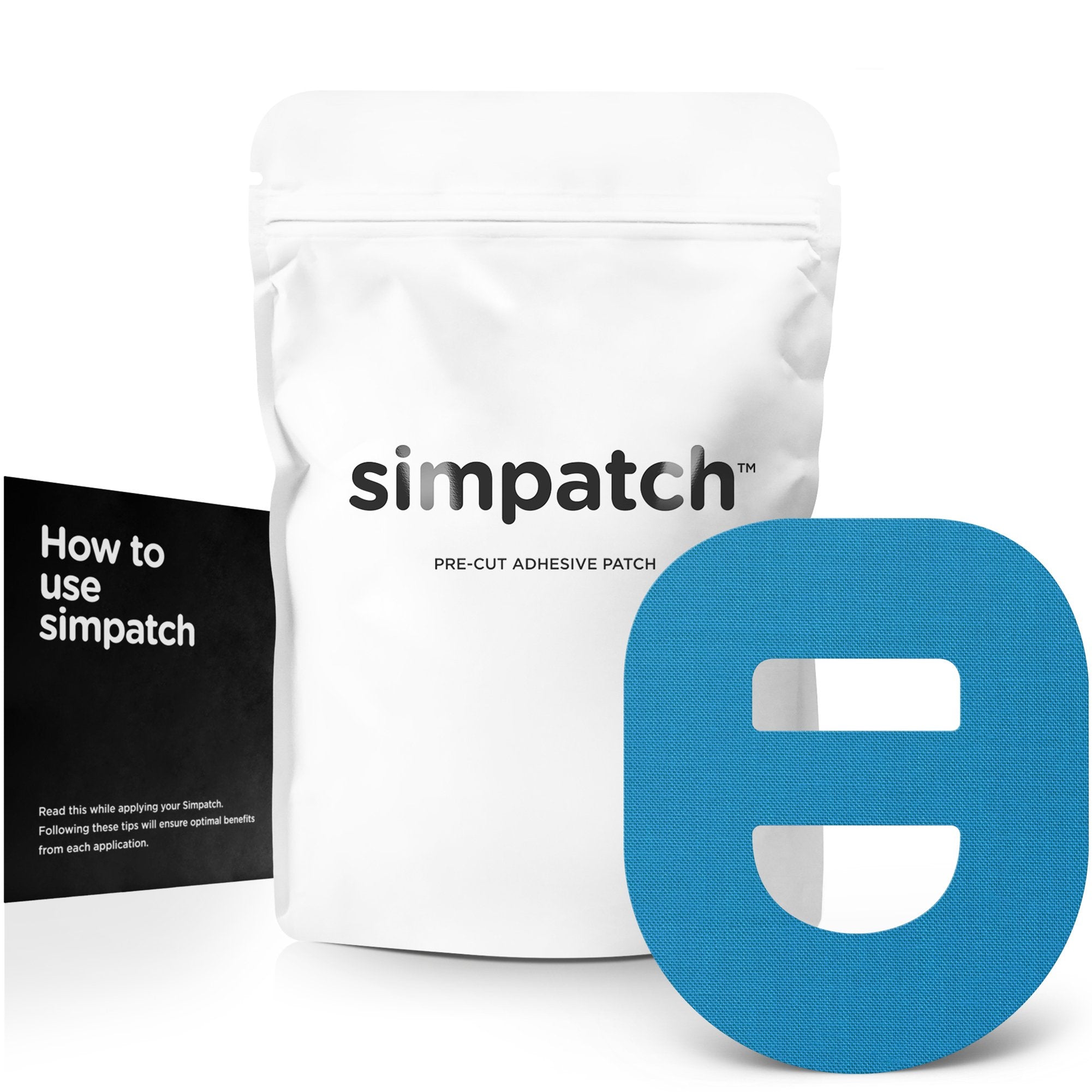 SIMPATCH paquete frontal con 25 parches azul, sujeción segura visible