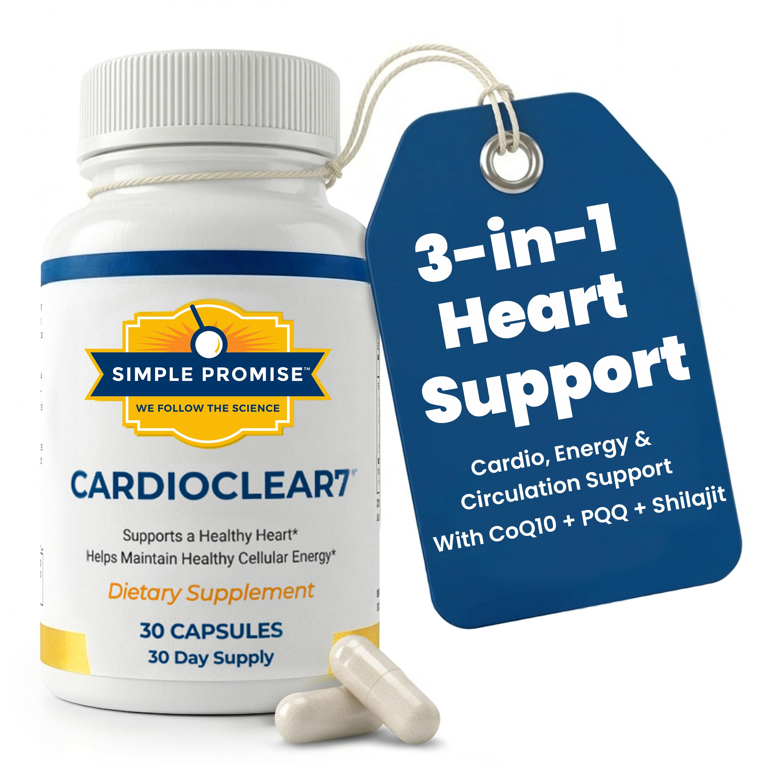 Simple Promise CardioClear7 frente del envase mostrando etiqueta clara y beneficios