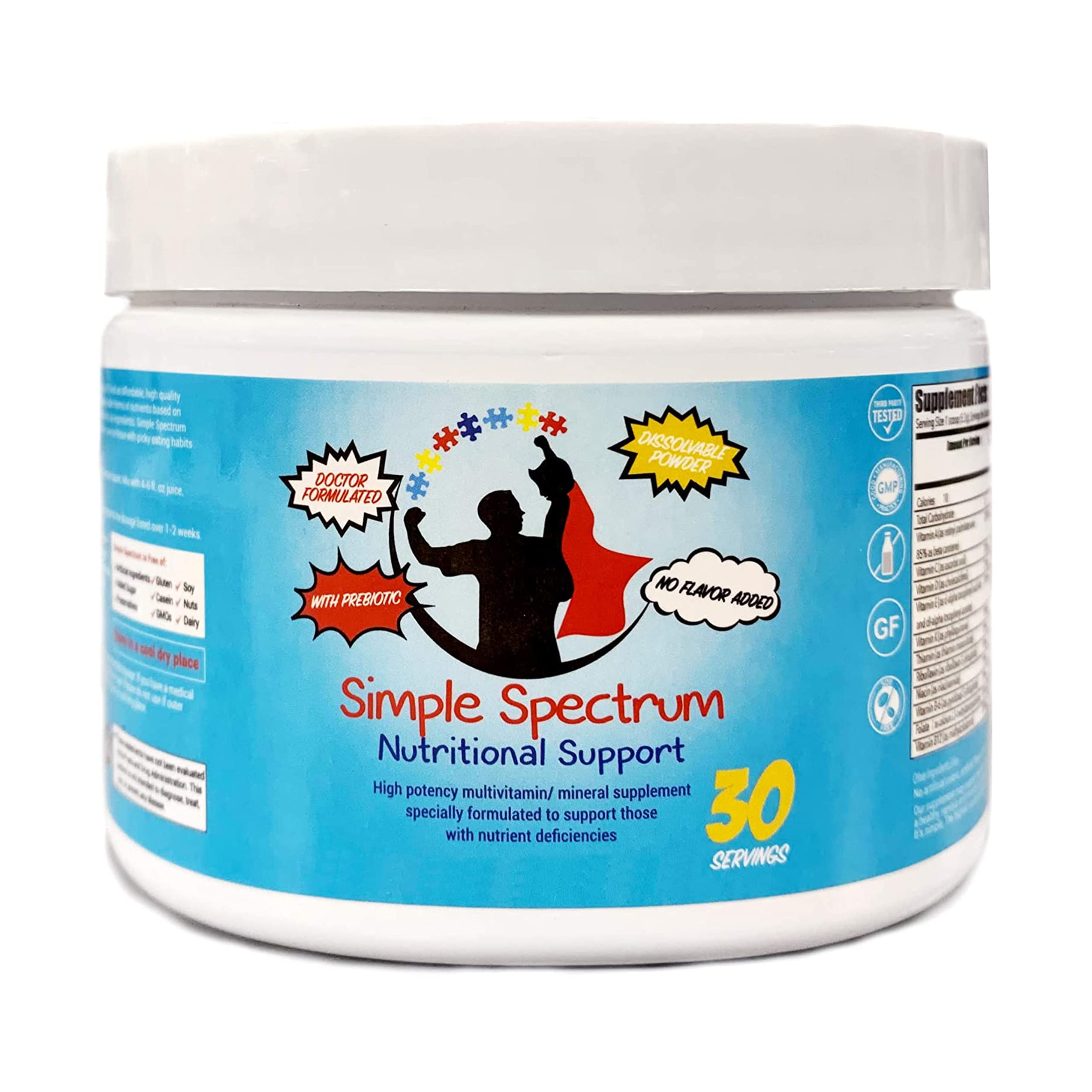 Simple Spectrum envase frontal mostrando ingredientes clave y beneficios