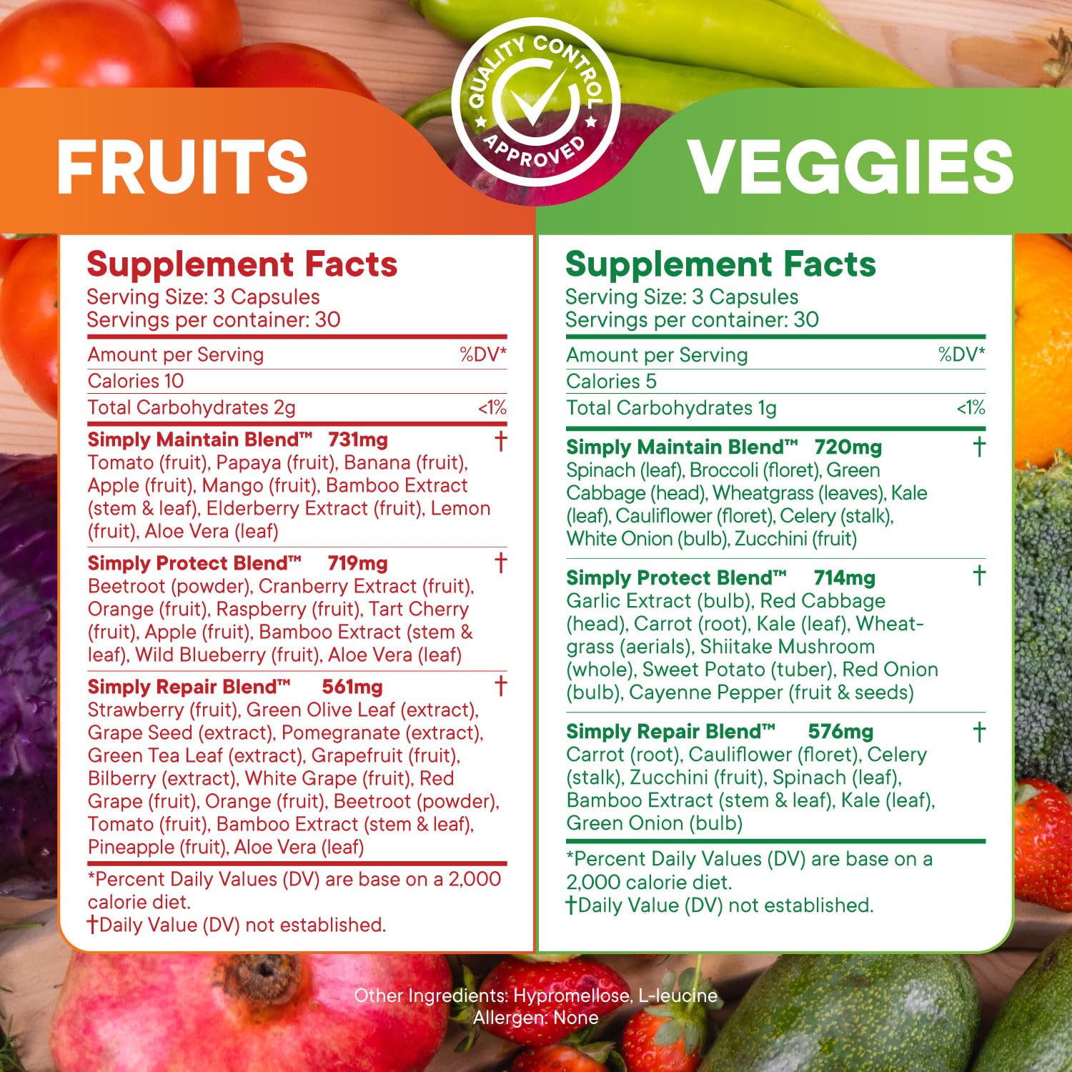 Simply Nature's Pledge mezcla de frutas y verduras, variedad nutricional