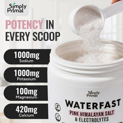 Simply Primal bebida disuelta en vaso, hidratación sabrosa durante ayunos