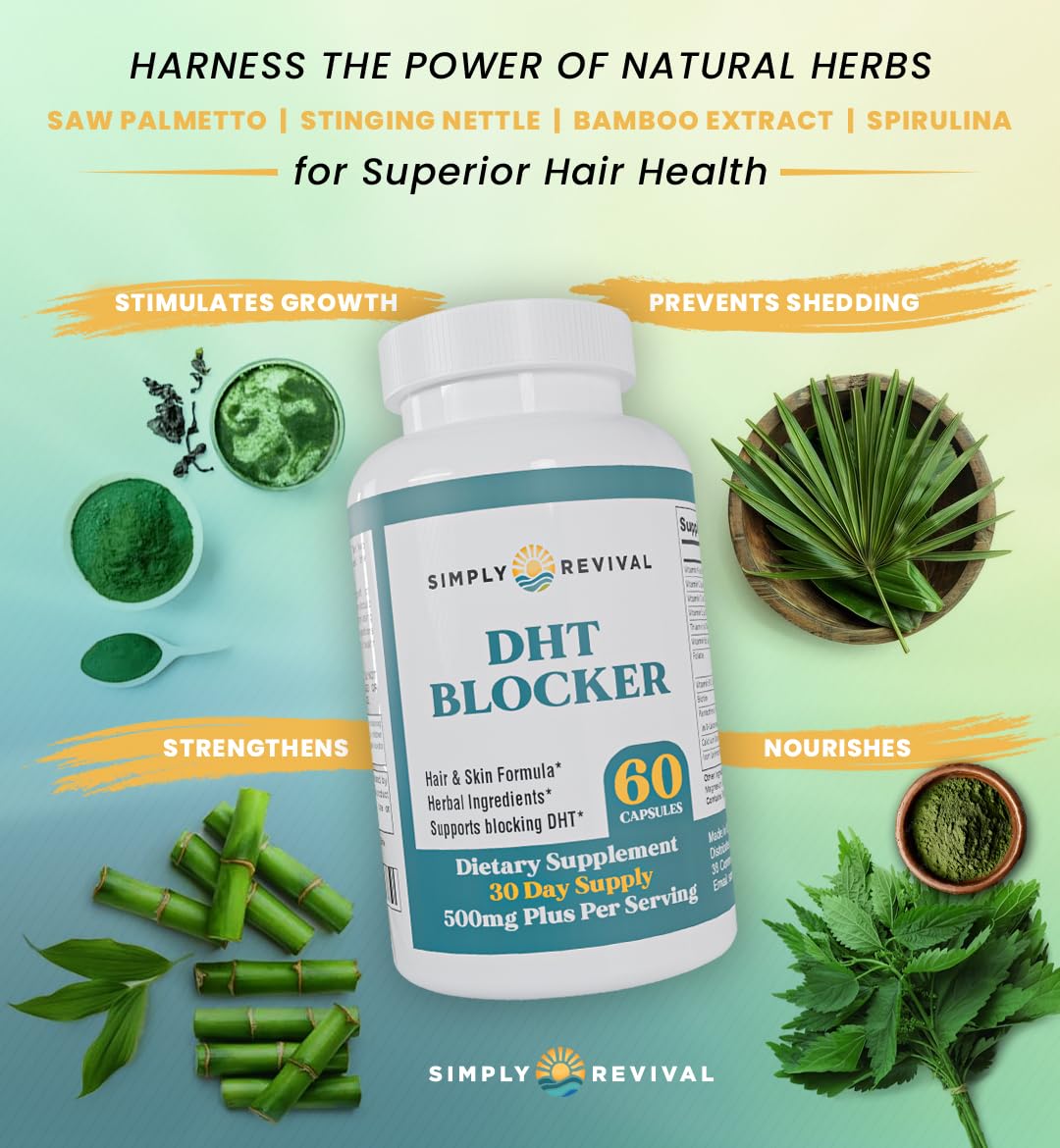 Simply Revival etiqueta con lista de ingredientes destacando saw palmetto y vitaminas — transparencia