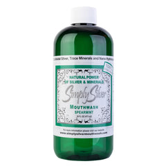 Simply Silver Mouthwash vista frontal de la botella para presentación clara y confianza