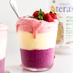 simply tera's etiqueta con ingredientes orgánicos claros y beneficios