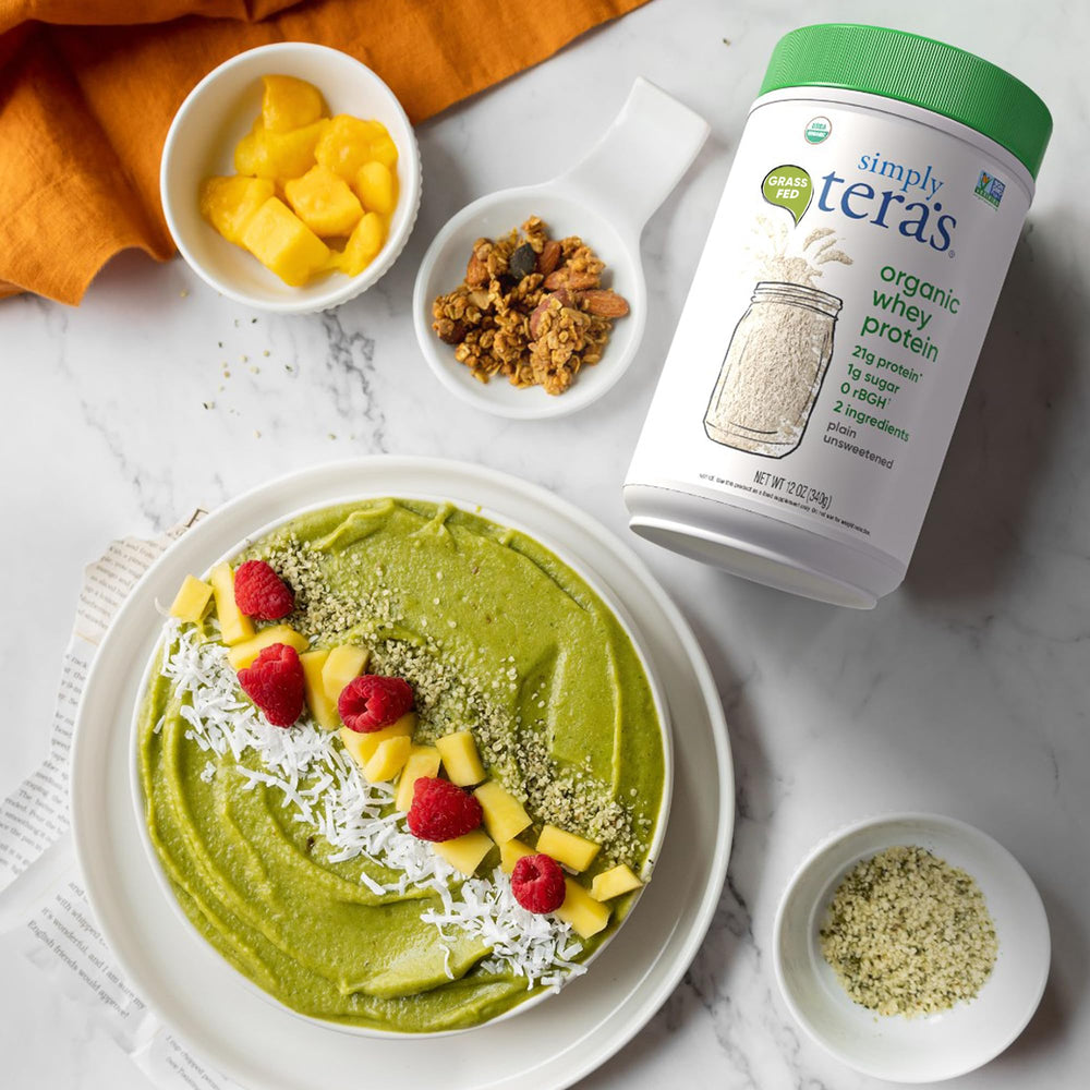 tera's etiqueta nutricional mostrando información de 21 g de proteína por porción