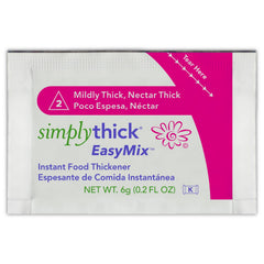 SimplyThick EasyMix sobre abierto mostrando gel y beneficio de fácil disolución