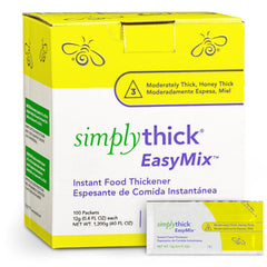 Simply Thick paquete frontal mostrando 100 sobres y facilidad de uso