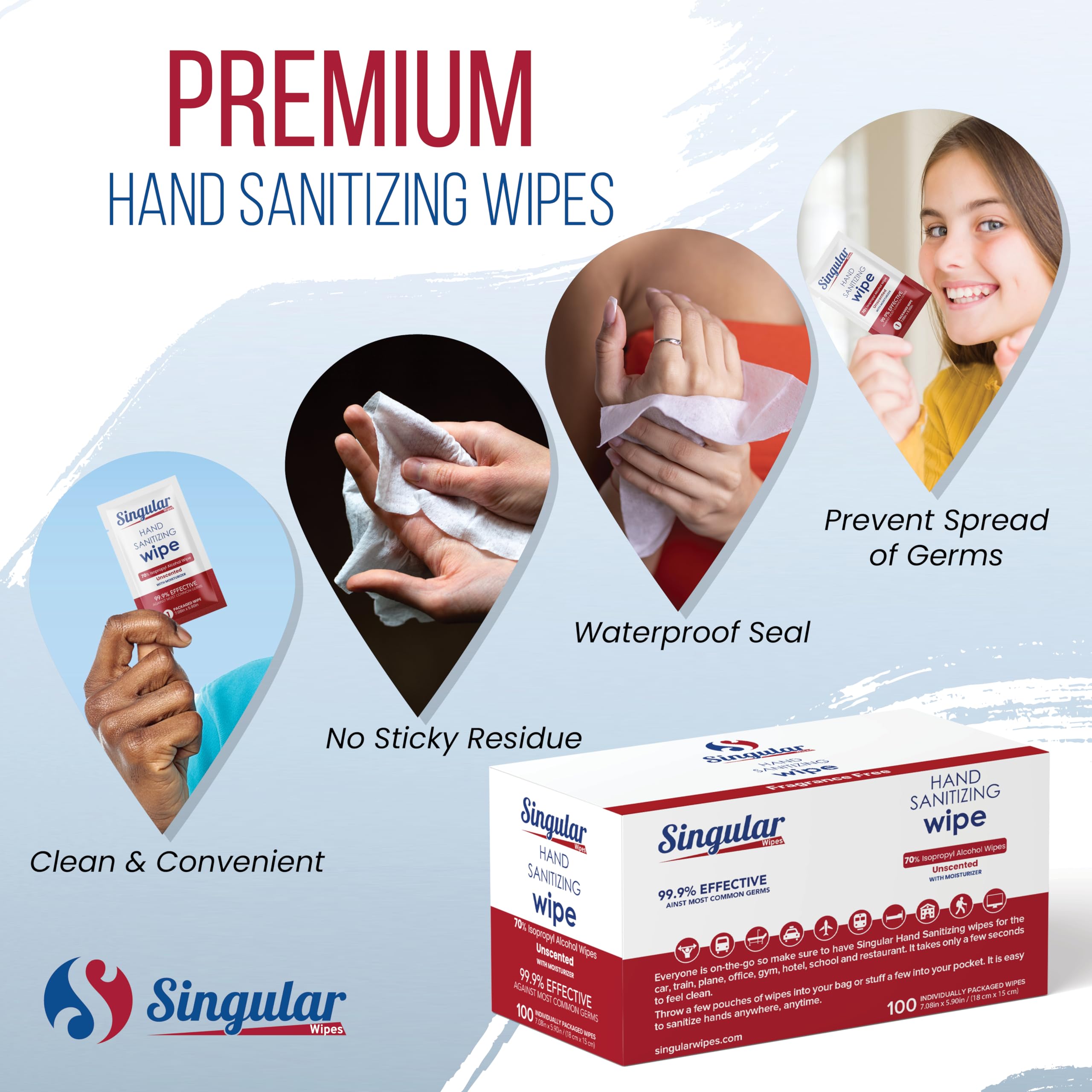 Singular Wipes sobre individual cerrado que mantiene la humedad