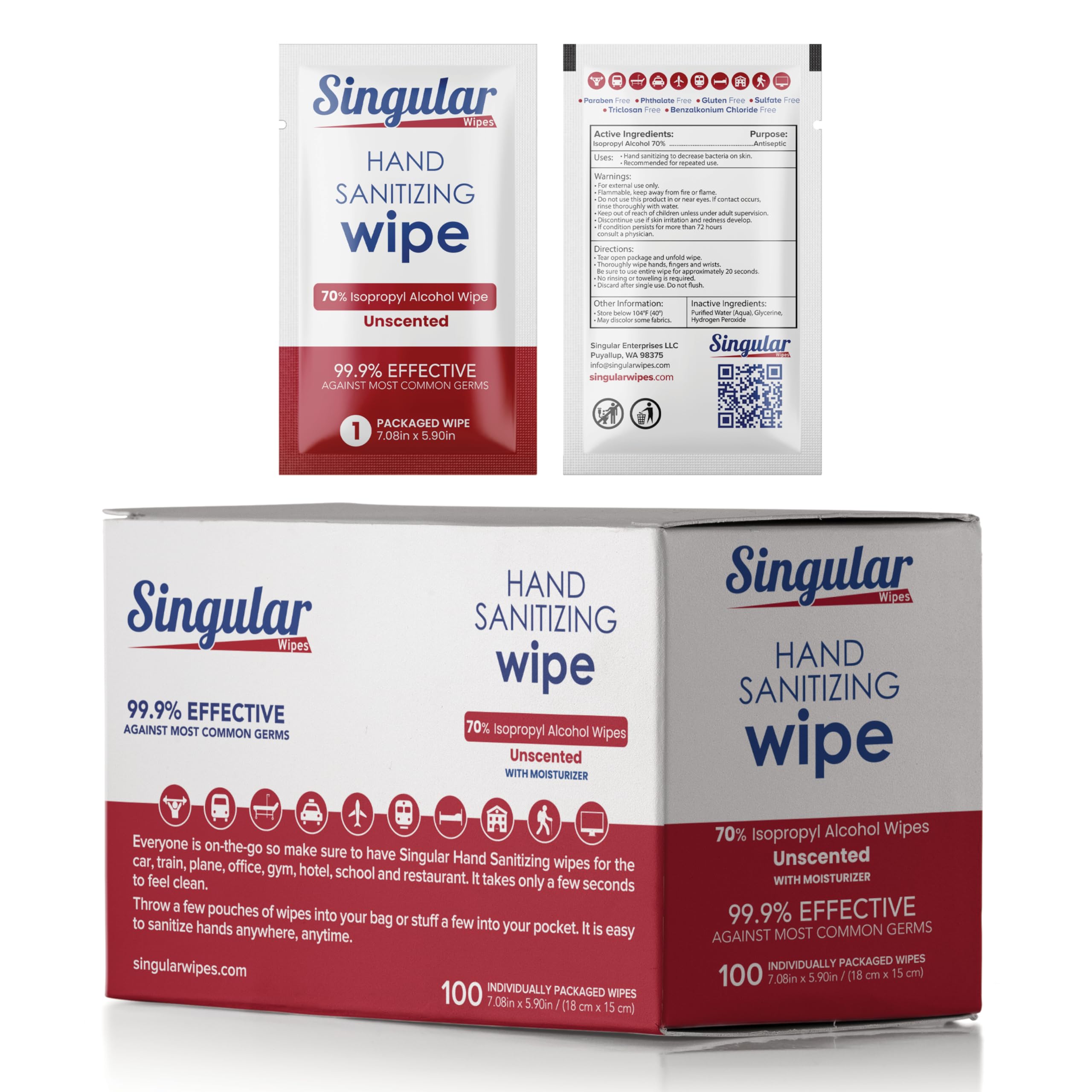 Singular Wipes paquete frontal práctico para viaje y almacenamiento