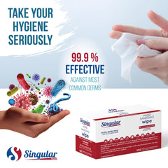 Singular Wipes uso en mano limpiando sin dejar residuos