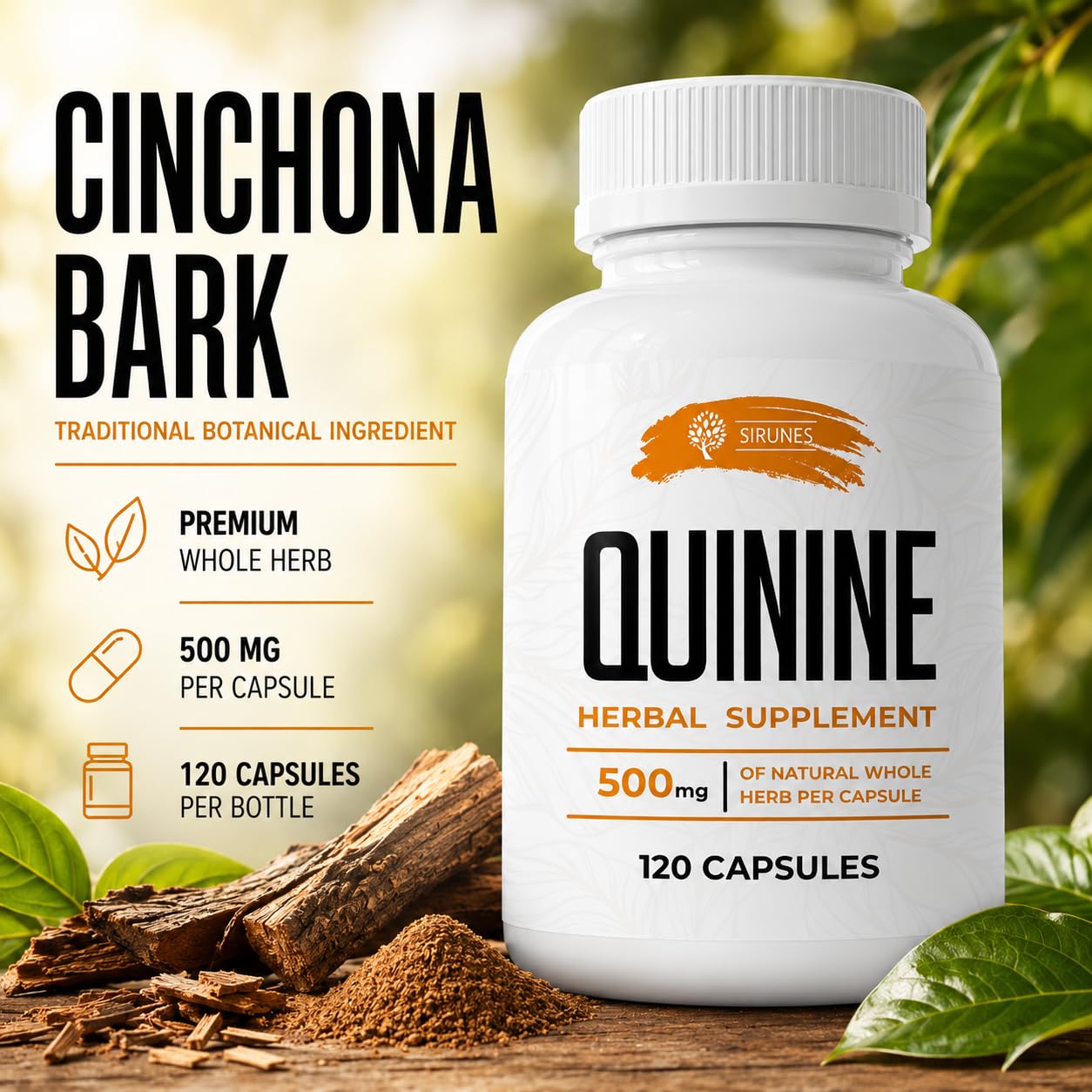 SIRUNES textura de cápsulas 500 mg con enfoque en formulación natural y pureza