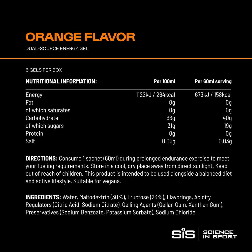 Science in Sport gel abierto en mano listo para consumir durante ejercicio