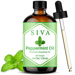 SIVA ORGANICS aceite menta frente botella ámbar, dosificación precisa