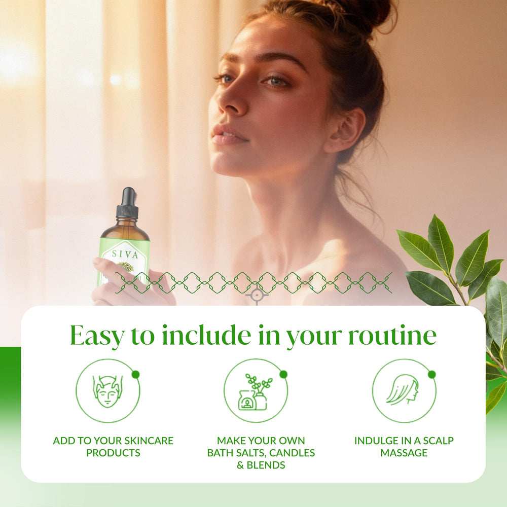 SIVA ORGANICS mezcla con aceite portador, preparación segura para piel y cabello