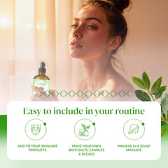 SIVA ORGANICS mezcla con aceite portador, preparación segura para piel y cabello