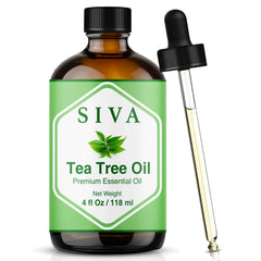 Siva Tea Tree botella frontal en vidrio ámbar, presentación clara y profesional