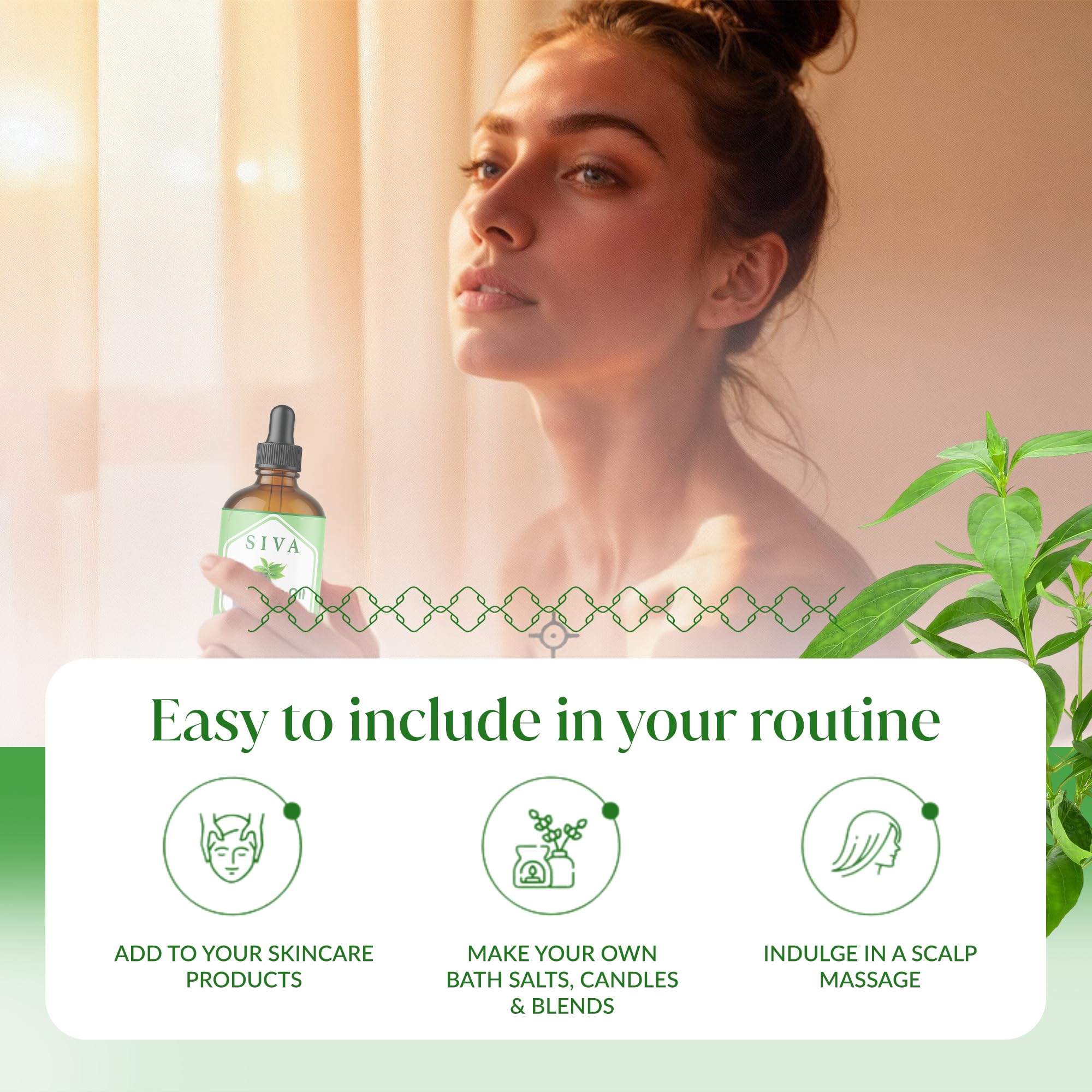 Siva Tea Tree mezcla casera en botella con etiqueta, fácil incorporación en recetas