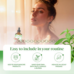 Siva Tea Tree mezcla casera en botella con etiqueta, fácil incorporación en recetas