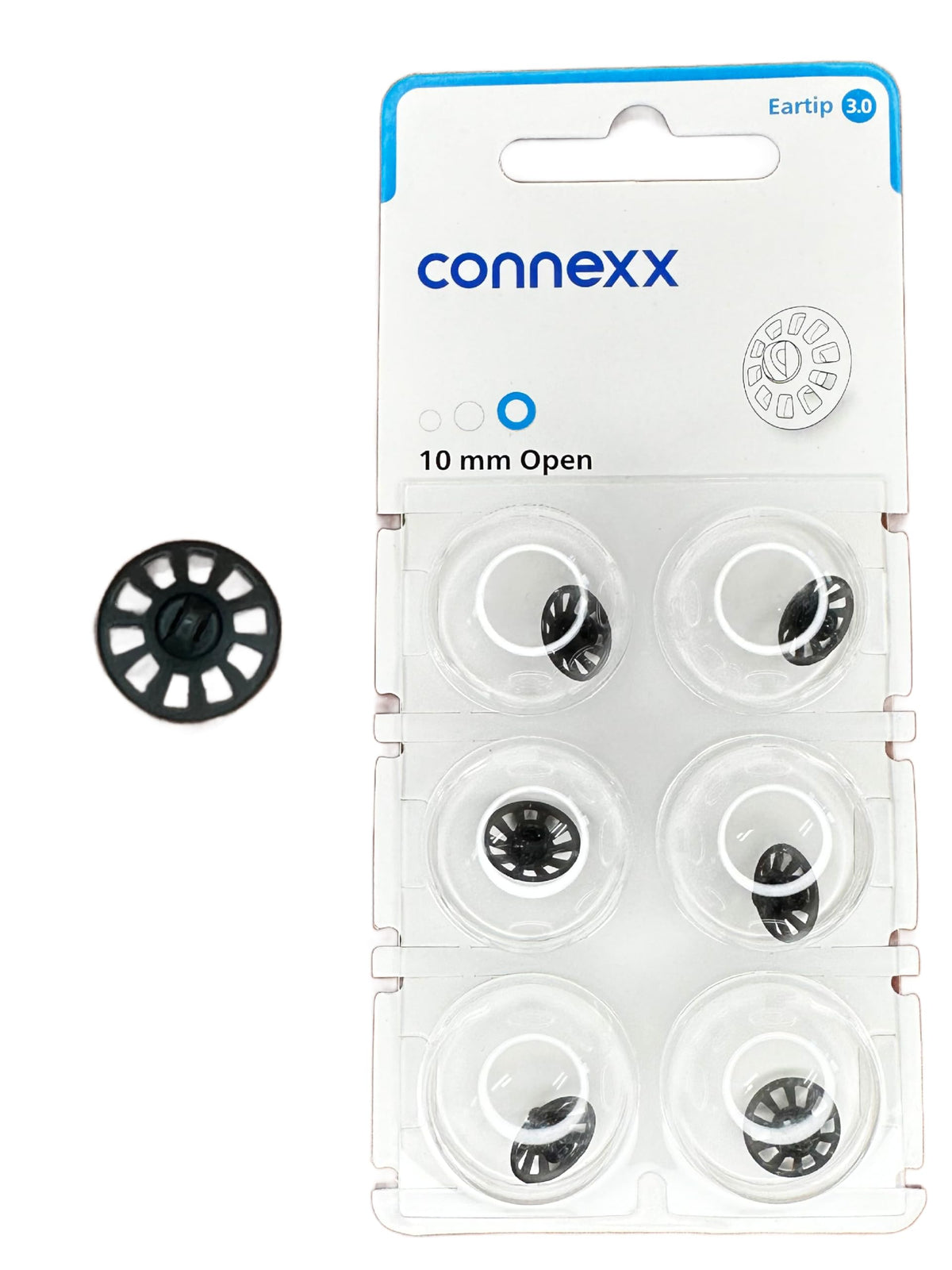 Sivantos Connexx Eartip 3.0 vista frontal, ajuste seguro y cómodo