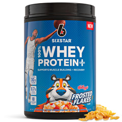 Six Star frente del envase mostrando sabor Frosted Flakes y beneficios