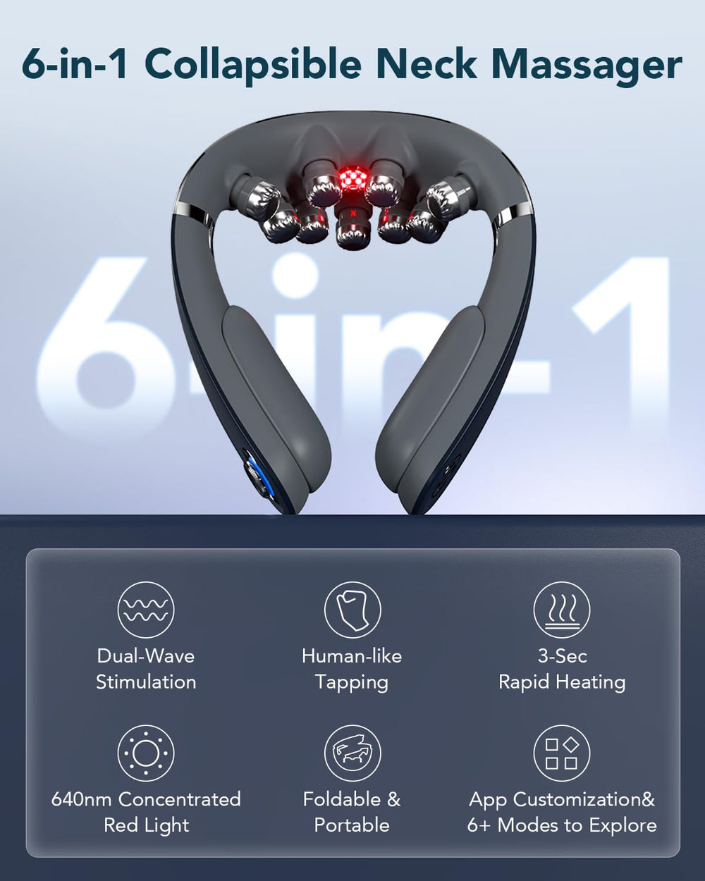 SKG G7 Pro Fold primeros planos de los 9 cabezales y masaje eficaz