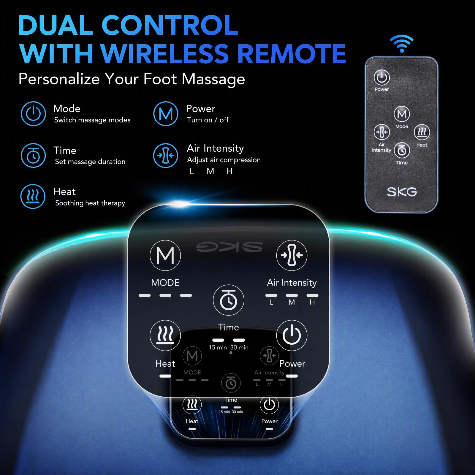 SKG YS100 junto a zapatilla mostrando tallas compatibles y escala