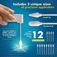 Skin Clinic FREEZE 'n CLEAR detalle de la punta del aplicador, precisión para proteger piel sana