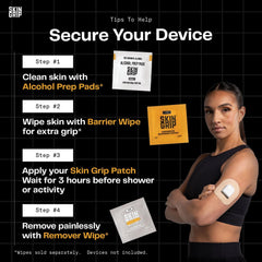 Skin Grip atleta corriendo con Omnipod cubierto, mantienen el pod fijo