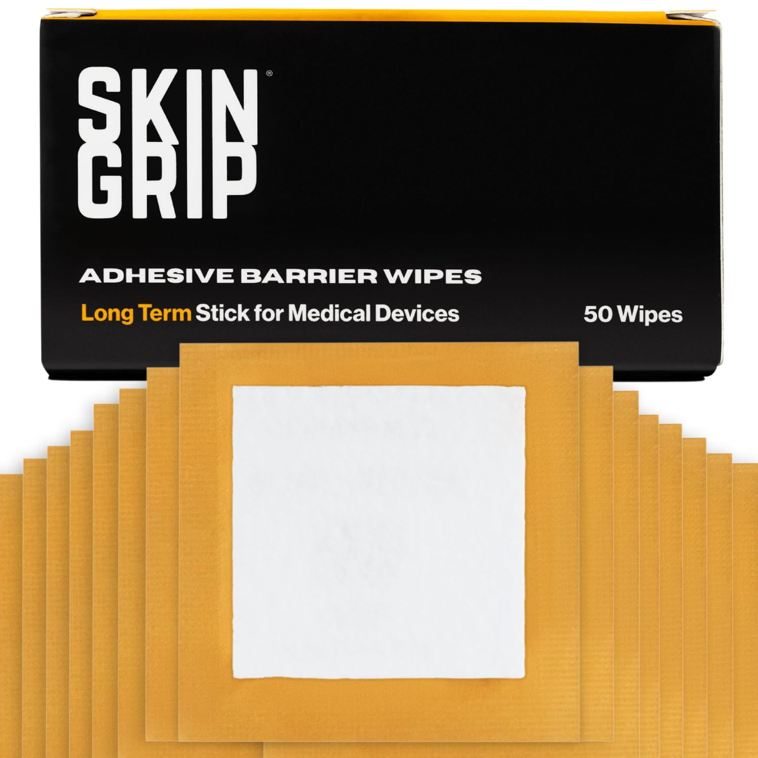 Skin Grip embalaje frontal mostrando caja y cantidad 50 para fácil identificación