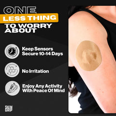 Skin Grip parche aplicado en brazo en actividad deportiva, ofrece sujeción segura