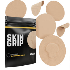 Skin Grip empaque frontal mostrando 20 parches y beneficio de protección prolongada