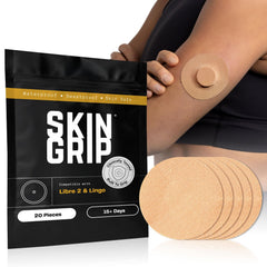 Skin Grip empaque frontal mostrando pack de 20 y beneficio de suministro