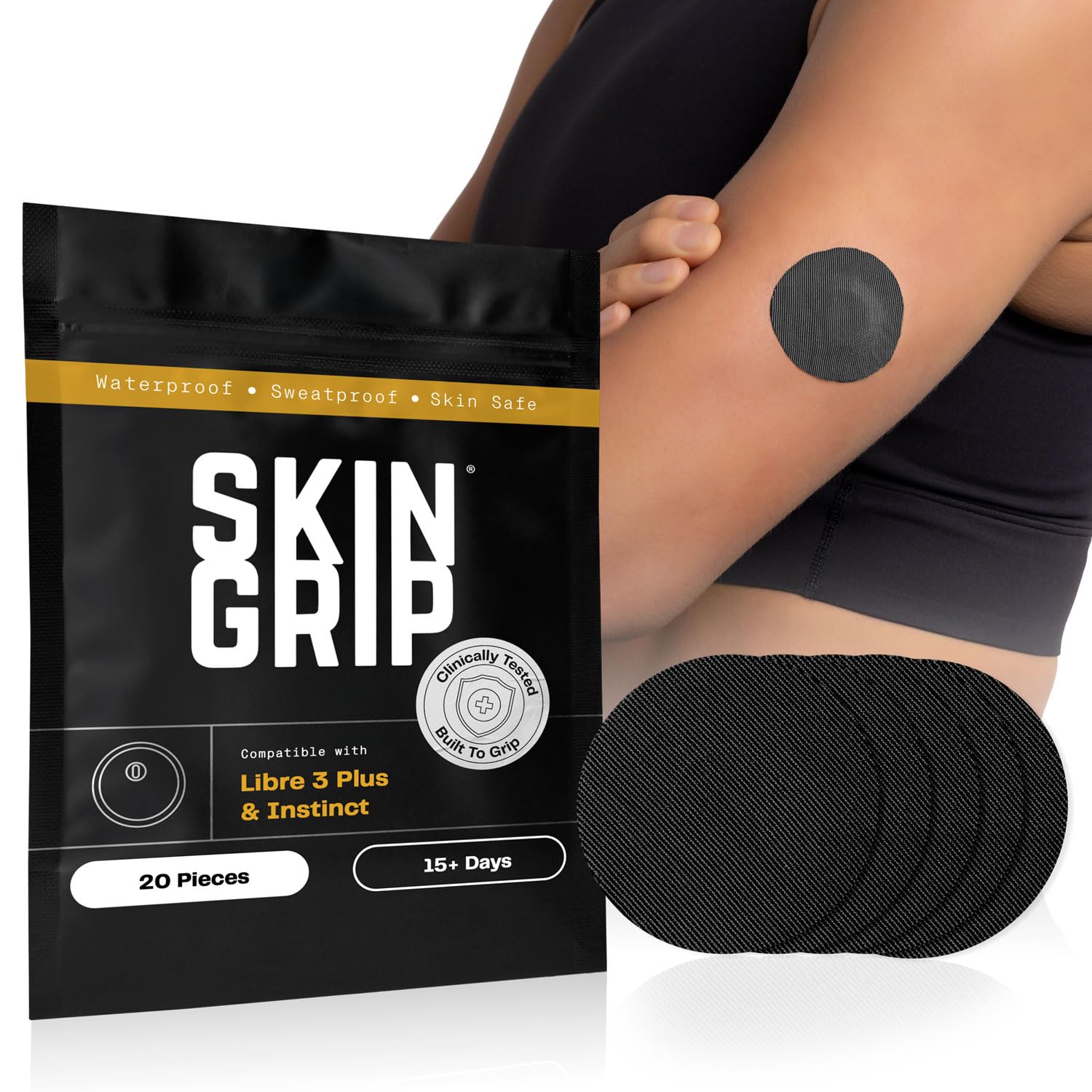 Skin Grip funda frontal paquete 20 asegura sensor sin irritar